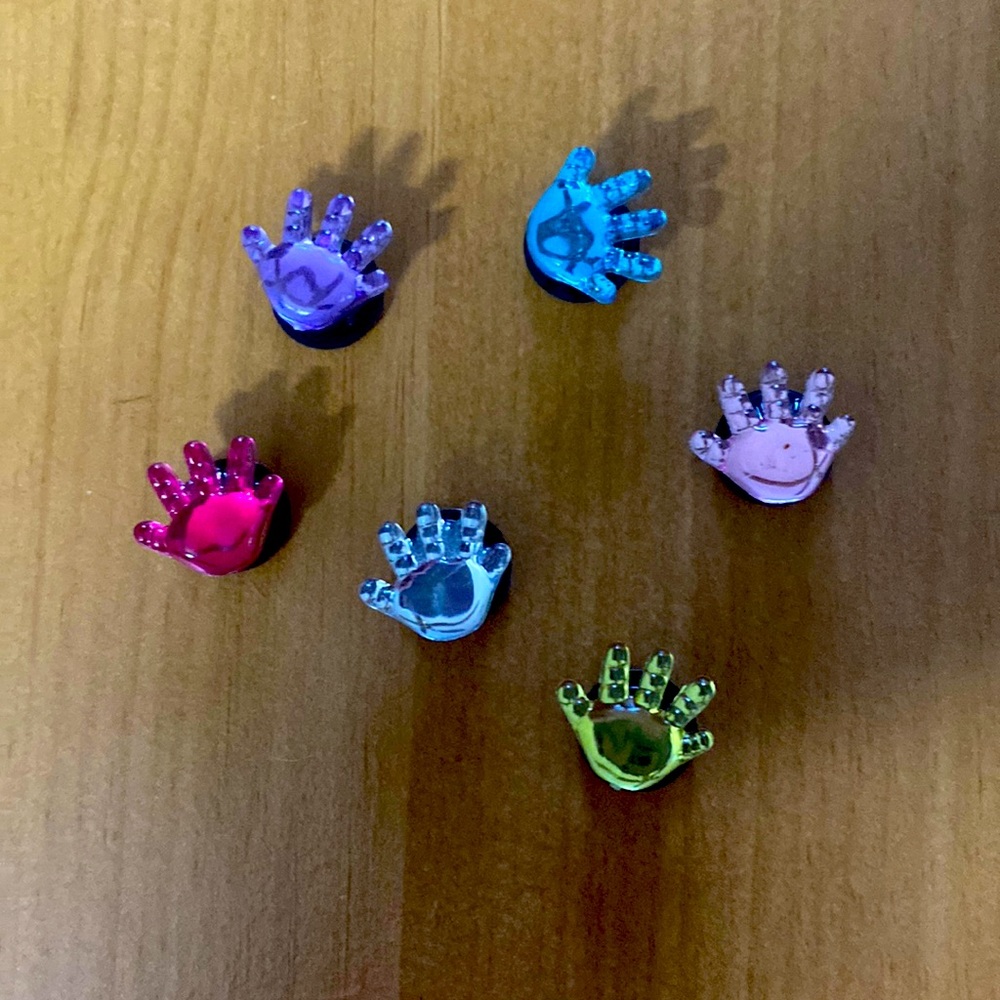 6 Piece assorted color hand print Gem Crocs Charm Set